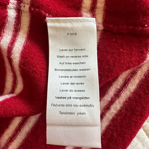 Lacoste Women's Long Sleeve V-neck Striped Sweater Merino Wool Red Cream Size M - Picture 8 of 12